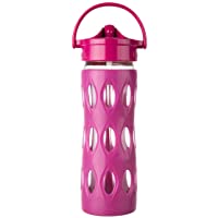 Lifefactory 523004 Botella de vidrio con tapa de paja Axis- 16 onzas- white